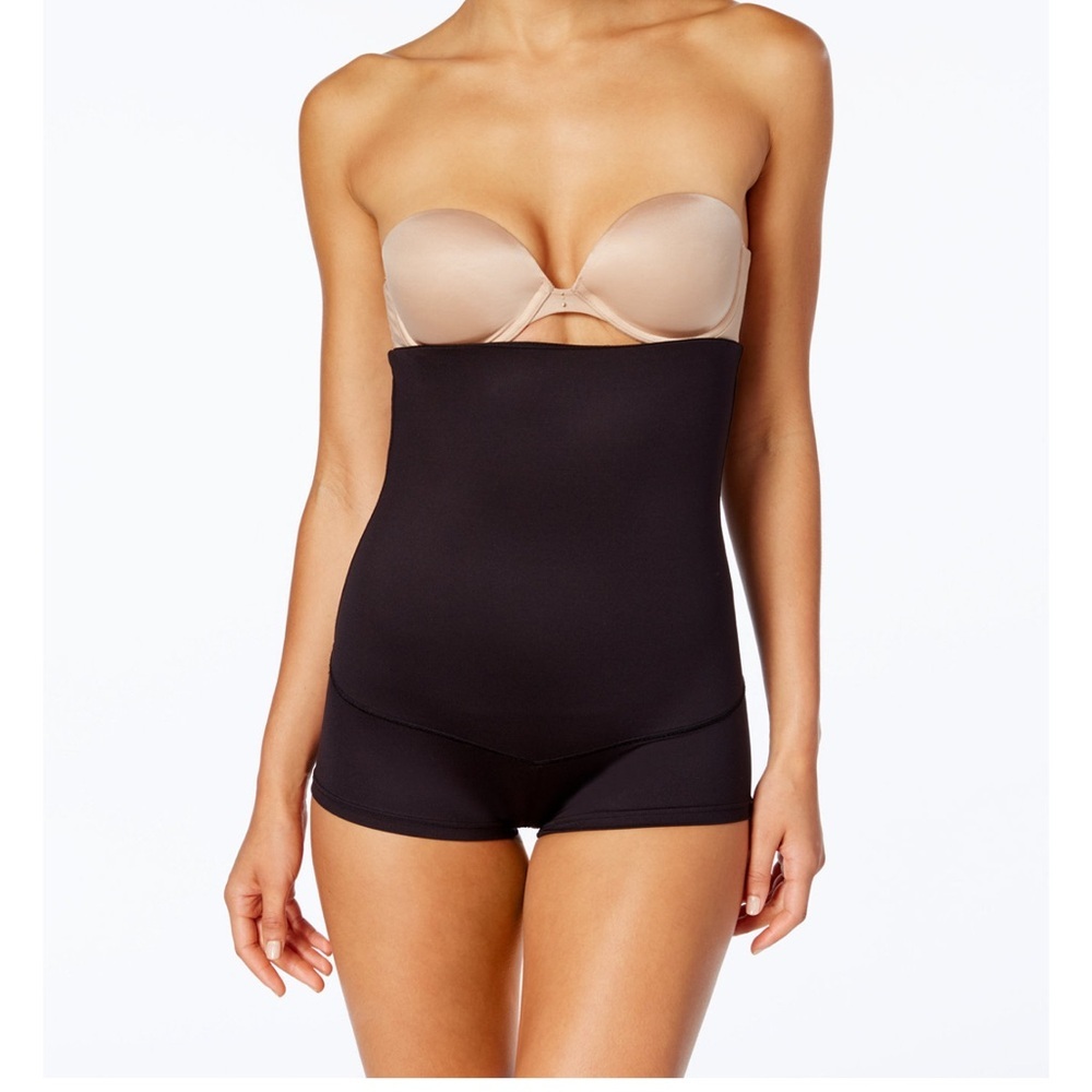 Maidenform High Waist Black Shapewear 2XL boyshort Shaper Tummy Control Smooth
